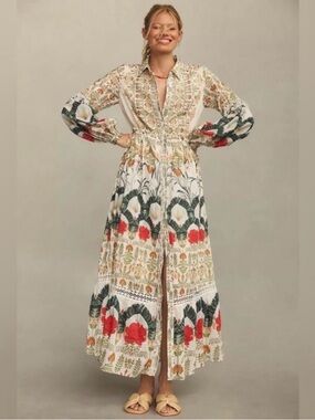 Anthropologie Printed Buttondown Shirt Dress. Never worn